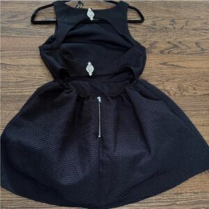 Trixxi Black Backless Dress with Silver Accents